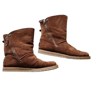 RJ’s Fuzzies Trixie Genuine Sheepskin Suede Convertible Ankle Boots Womens L11